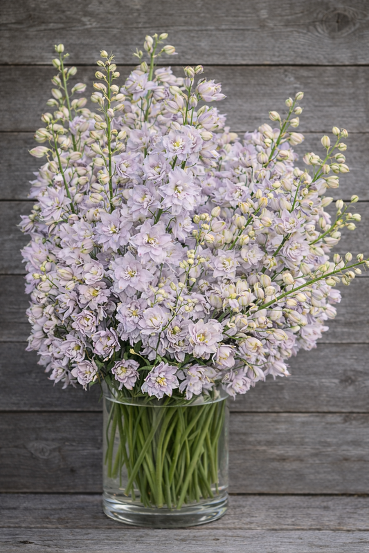 DELPHINIUM - MAGIC FOUNTAIN CHERRY BLOSSOM WHITE BEE